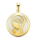 Medalla Oro 18K Virgen Niña Nácar - 6219
