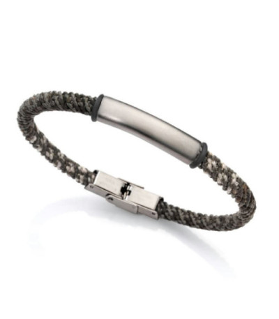 Pulsera de hombre Beat de acero con placa y cordon multicolor - 1384P01019