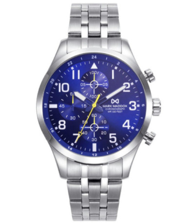 Reloj Hombre Crono Acero Esfera Azul Piloto Mission MARK MADDOX - HM0149-34