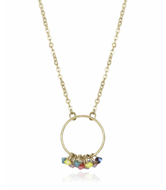 Collar Mujer de Acero Dorado con Colgante de Cristales Multicolor VICEROY FASHION - 14156C01019