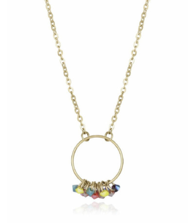 Collar Mujer de Acero Dorado con Colgante de Cristales Multicolor VICEROY FASHION - 14156C01019