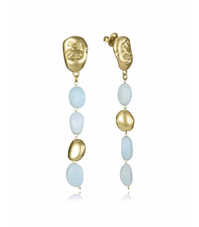 Pendientes Largos Accero Dorado con Cuarzos y Ágatas Azul Verdoso VICEROY FASHION - 14163E01016