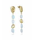 Pendientes Largos Accero Dorado con Cuarzos y Ágatas Azul Verdoso VICEROY FASHION - 14163E01016