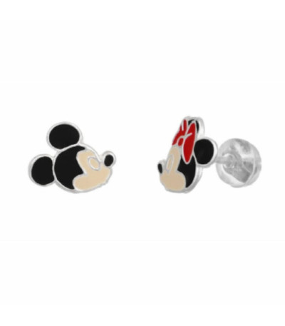Mini Pendientes Mickey y Minnie Mouse Esmalte DISNEY - AG0048P