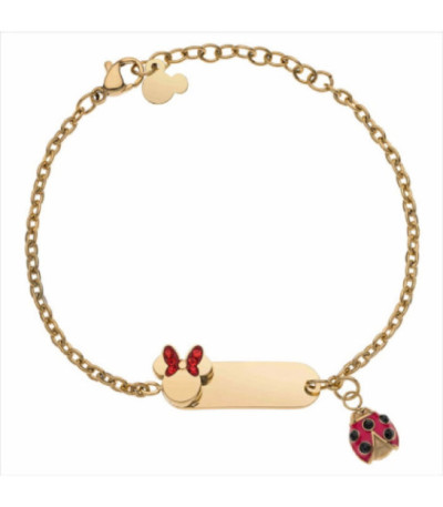 Pulsera Minnie Mouse Placa y Mariquita Acero Dorado DISNEY - ST0032B