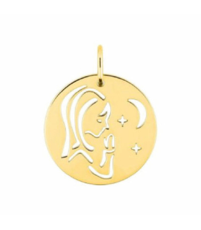 Medalla Redonda en oro 18K de Virgen Calada 15mm - 3.7359.00