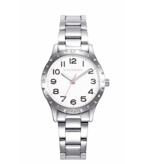 Pack Reloj Acero Brazalete Niña Esfera Blanca Sweet VICEROY - 401214-04