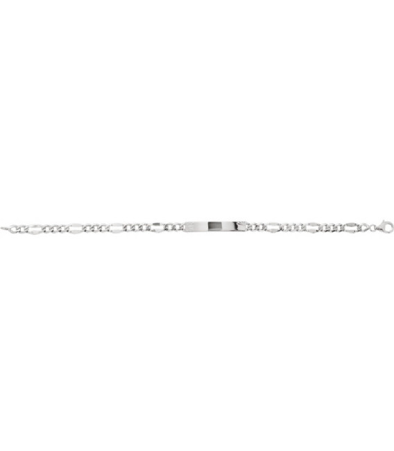 Pulsera de plata 3+1 con placa rectangular lisa para grabar 19CM - 234006.00