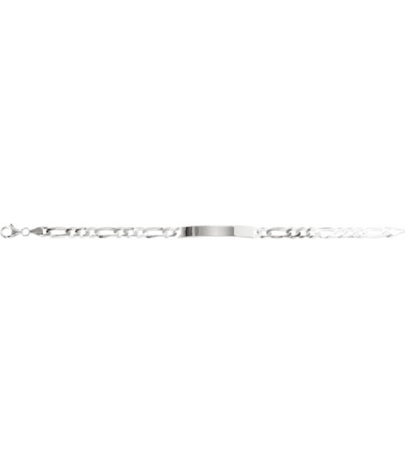 Pulsera de plata 3+1 con placa rectangular lisa para grabar 21CM - 234007.00