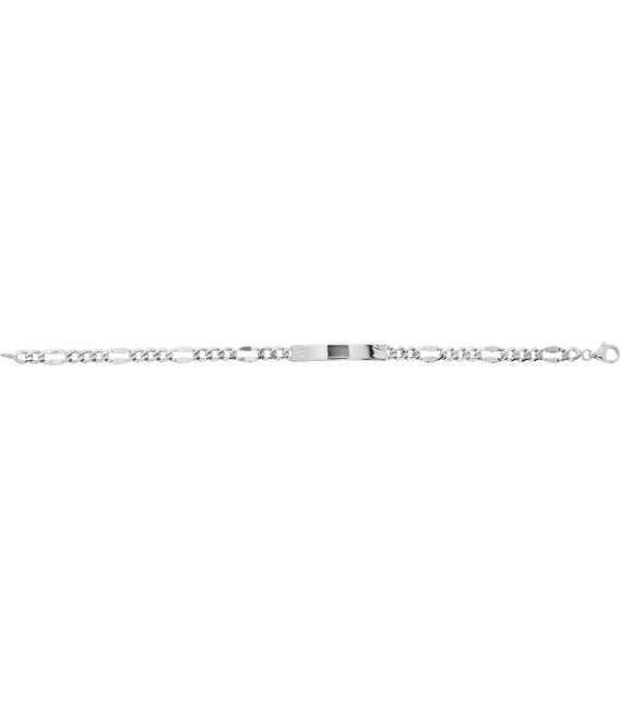 Pulsera de plata 3+1 con placa rectangular lisa para grabar 18CM - 234031.00