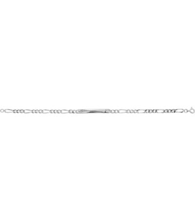Pulsera de plata 3+1 rodiada con placa rectangular lisa para grabar 18CM - 334030.00
