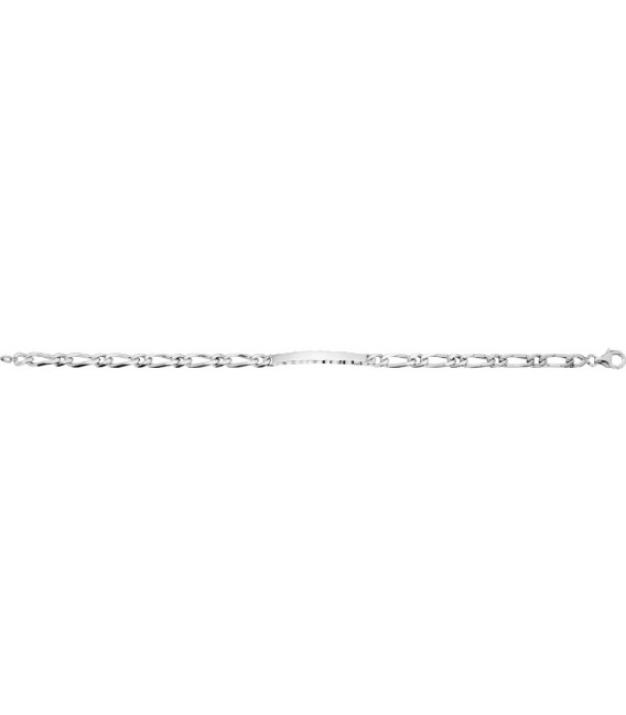 Pulsera de plata 1+1 rodiada con placa rectangular lisa para grabar 18CM - 334039.00