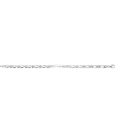 Pulsera de plata 1+1 rodiada con placa rectangular lisa para grabar 18CM - 334039.00