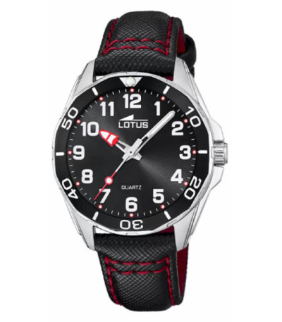 Reloj Junior Acero Esfera Negra Correa Negra KDT LOTUS - 18861/2