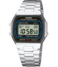 Reloj Unisex Retro Digital Plateado Esfera Negra CASIO - A164WA-1VES