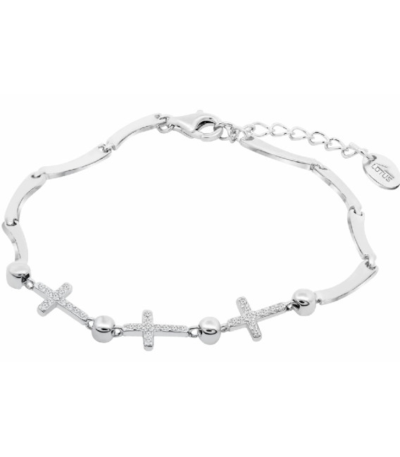 Pulsera Eslabones con Cruces de Circonitas LOTUS SILVER - LP3815-2/1