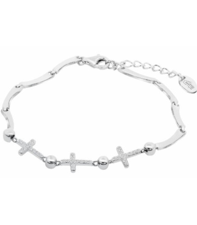 Pulsera Eslabones con Cruces de Circonitas LOTUS SILVER - LP3815-2/1