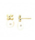 Pendientes Oro 18Kt de flor con perlas de 7mm - 26-8542P-P