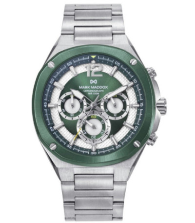 Reloj Hombre Crono Acero Esfera Verde y blanca Mission MARK MADDOX - HM1021-65