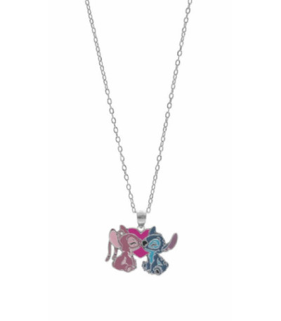 Collar de plata de Stitch y Angel con Corazón DISNEY - AG0082C