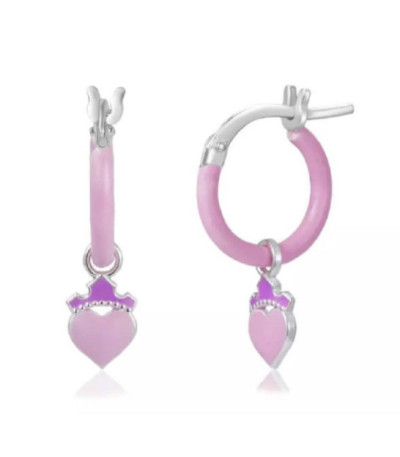 Aros Pendientes Princesas con Esmalte Rosa DISNEY - AG0107P