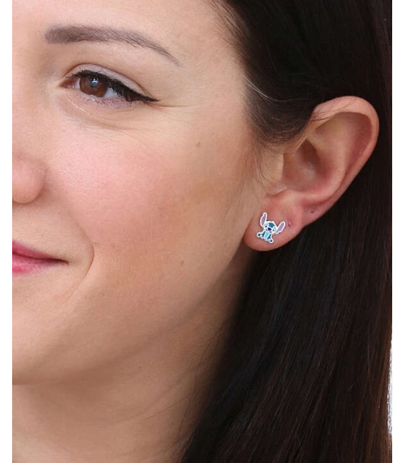 Mini Pendientes Asimétricos Stitch & Angel Esmalte DISNEY - AG0055P