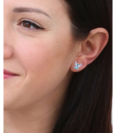 Mini Pendientes Asimétricos Stitch & Angel Esmalte DISNEY - AG0055P