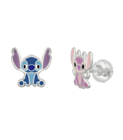 Mini Pendientes Asimétricos Stitch & Angel Esmalte DISNEY - AG0055P