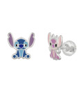 Mini Pendientes Asimétricos Stitch & Angel Esmalte DISNEY - AG0055P