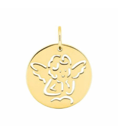 Medalla Redonda en oro 18K de Ángel Guarda Calada 15mm - 3.7360.00
