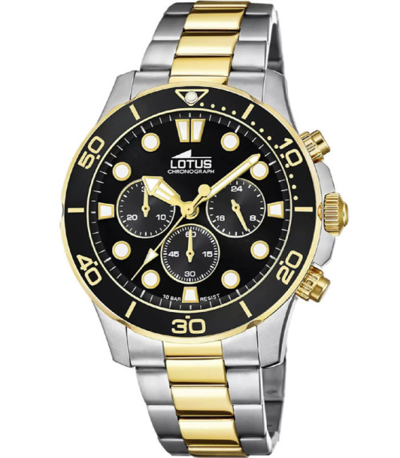 Reloj Hombre Crono Bicolor Esfera Negra Excellent LOTUS - 18757/2
