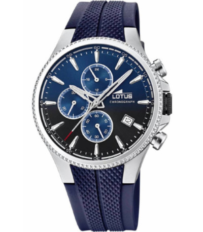 Reloj Hombre Crono Esfera Negra y Azul LOTUS - 18621/B