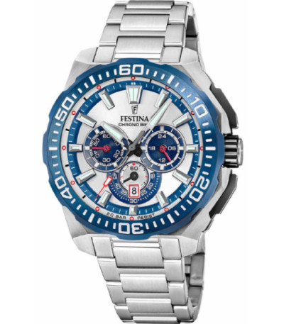 Reloj Hombre CronoBike 2025 Azul y Plateado Acero FESTINA - F20724/1